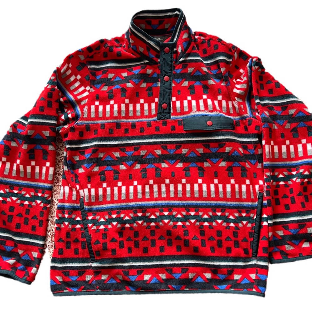Eddie Bauer Quarter Buttoned Button Up Pullover Mens Medium Regular